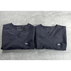 Lot of 2 FIGS Leon Scrub Top Men's Large Graphite Gray V-Neck 1000199